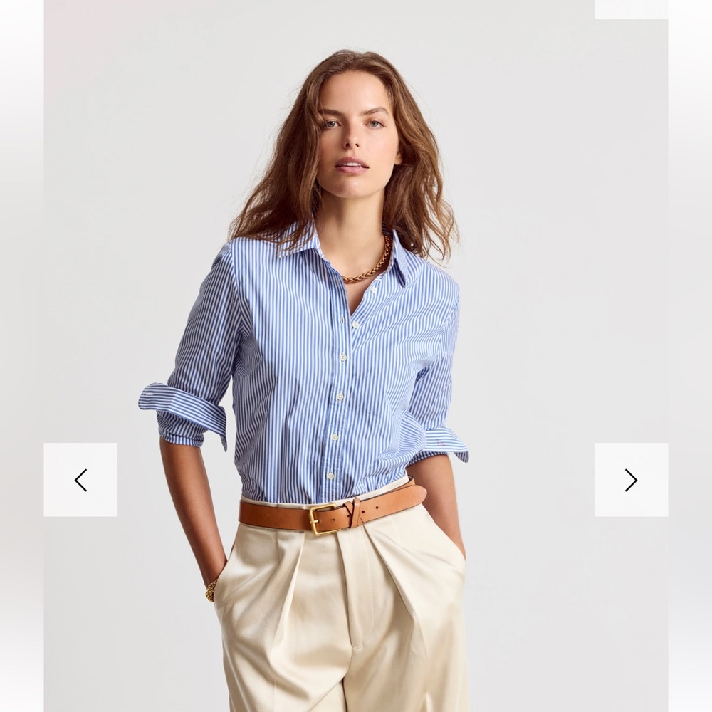 J.CREW Striped blue and white cotton poplin shirt Size S
